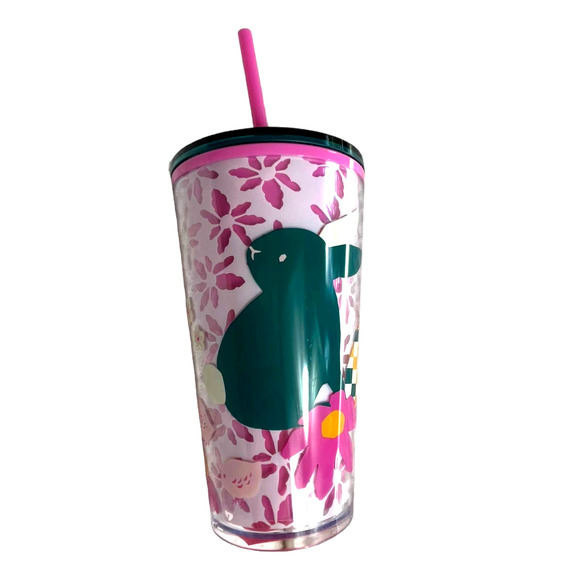 Starbucks 2023 Easter Spring Pink Mod Bunny Floral Tumbler 16oz Grande Cup NWT - Picture 2 of 12